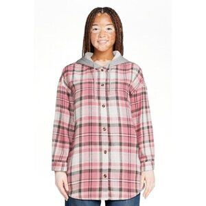 No Boundaries Junior's Plaid Fleece Shacket Size 5‎